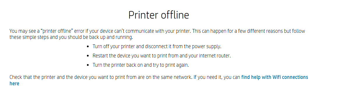 Printer Offline Error Printer Offline Error